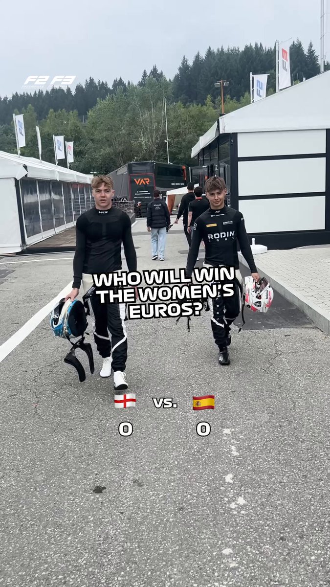 🏴󠁧󠁢󠁥󠁮󠁧󠁿 England or Spain? 🇪🇸 We asked our #F2 and #F3 Drivers who they think will win the Women's Euro Final on Sunday! 🎤 #BelgianGP