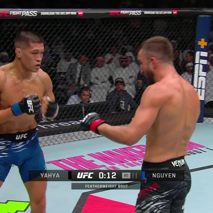 Mohammad Yahya was knocked down multiple times in the first round and is staying in the fight 😳 #UFCAbuDhabi