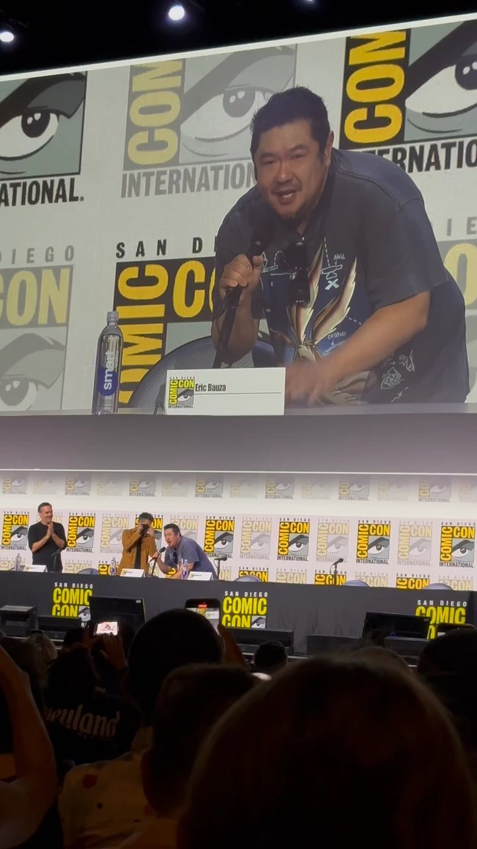 The voice of Bugs Bunny, Eric Bauza, makes an appropriate entrance to Hall H at #SDCC for #CoyoteVsAcme
