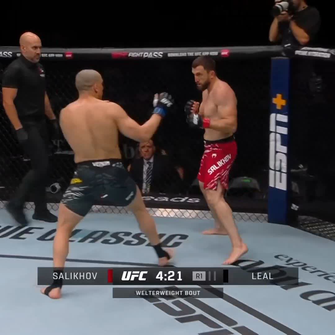 MUSLIM SALIKHOV KNOCKS OUT CARLOS LEAL IN THE FIRST ROUND!!!! #UFCAbuDhabi