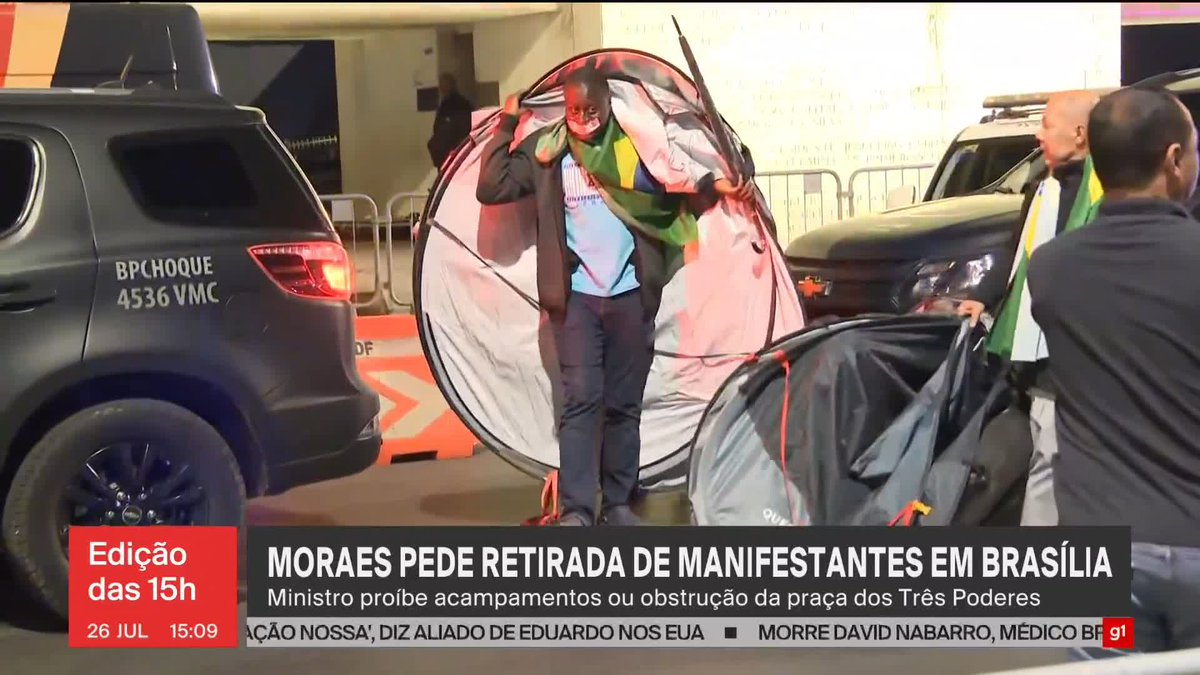 Moraes proibiu a instalação de acampamentos na Praça dos Três Poderes, em Brasília. O ministro disse que não será permitida a organização de “novos acampamentos ilegais para coagir os ministros de nossa Suprema Corte”. #JornalGloboNews ➡ Assista à #GloboNews: