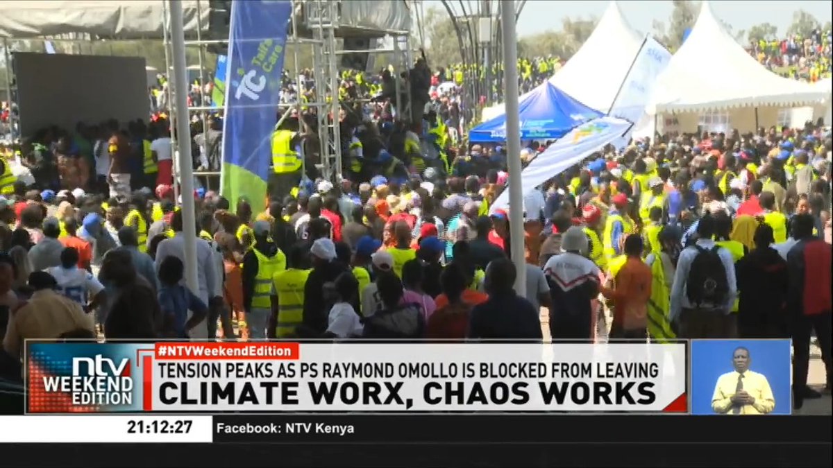 Climate WorX, Chaos Works Youth boo leaders over delayed climate job promises Tension peaks as PS Raymond Omollo is blocked from leaving 20,000 recruits turn rowdy at Climate WorX induction event #NTVWeekendEdition Michelle Ngele-Odhiambo