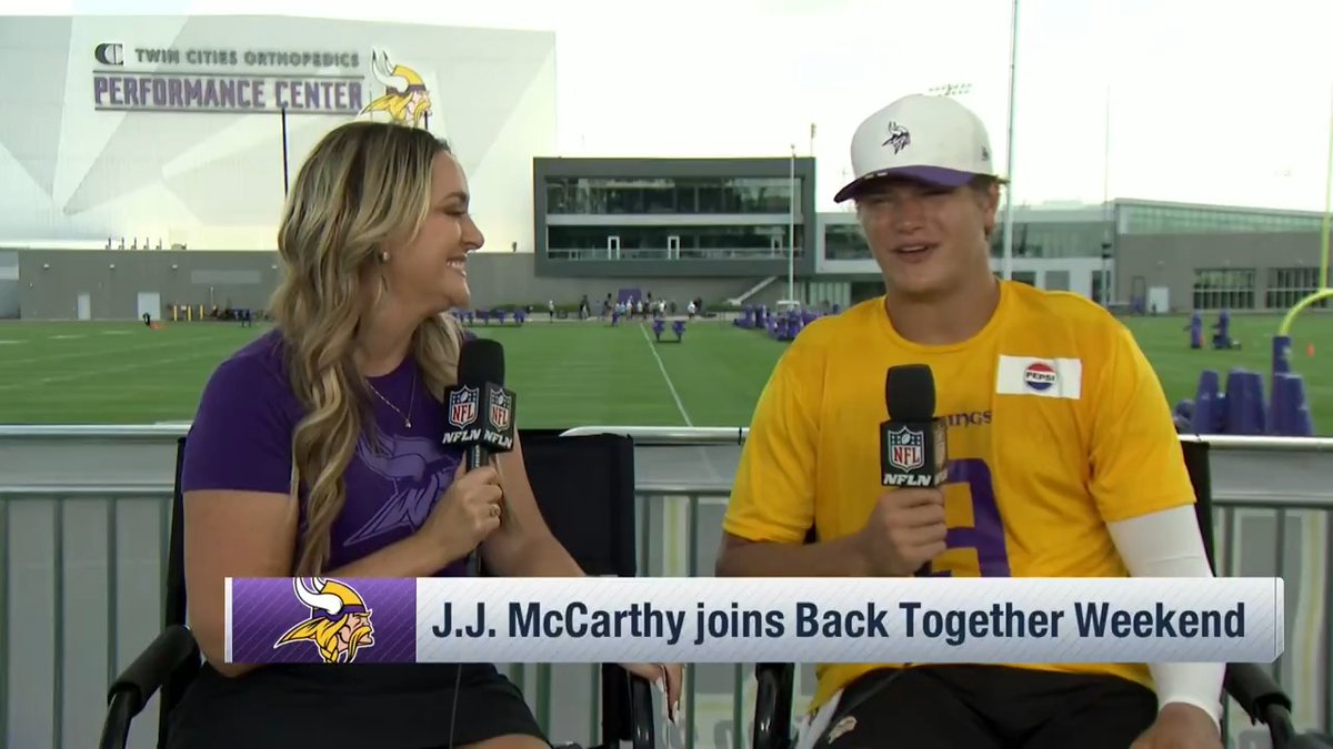 "We got the best fanbase in the NFL, I guarantee that." JJ McCarthy has a lot of love for Minnesota Vikings fans 🫶 Back Together Weekend – Live on @NFLNetwork Stream on NFL+