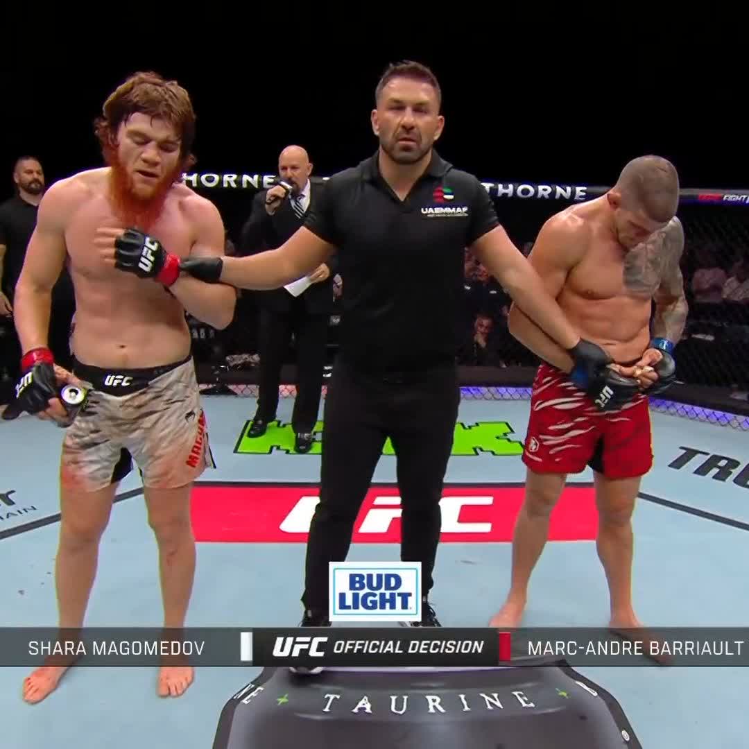 Shara Magomedov 🏴☠️ s’impose par décision unanime ( 30/27 ) face à Marc-Andre Barriault !!! #UFCAbuDhabi