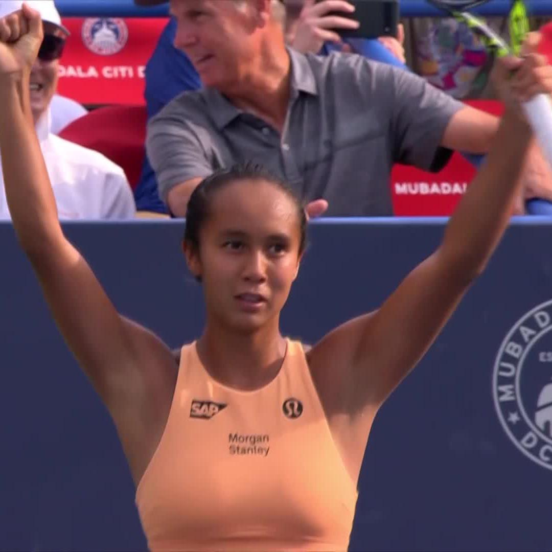 It's a win for the ages 🙌 Leylah Fernandez is into her seventh Tour-level final with a 6-7(2), 7-6(3), 7-6(3) victory over Rybakina. #MubadalaCitiDCOpen