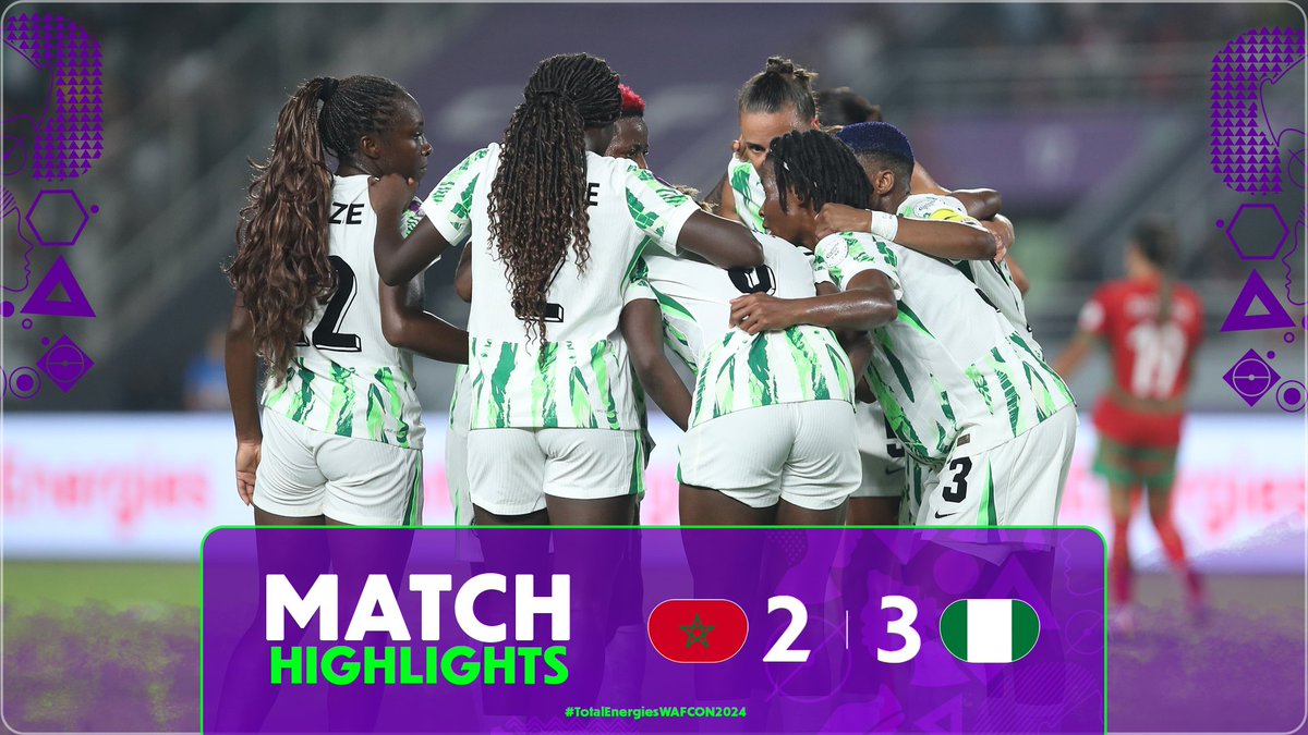 🎥 HIGHLIGHTS: 🇲🇦 2-3 🇳🇬 Nigeria's comeback is well worth gold after Morocco's first half lead. 🏆 #TotalEnergiesWAFCON2024
