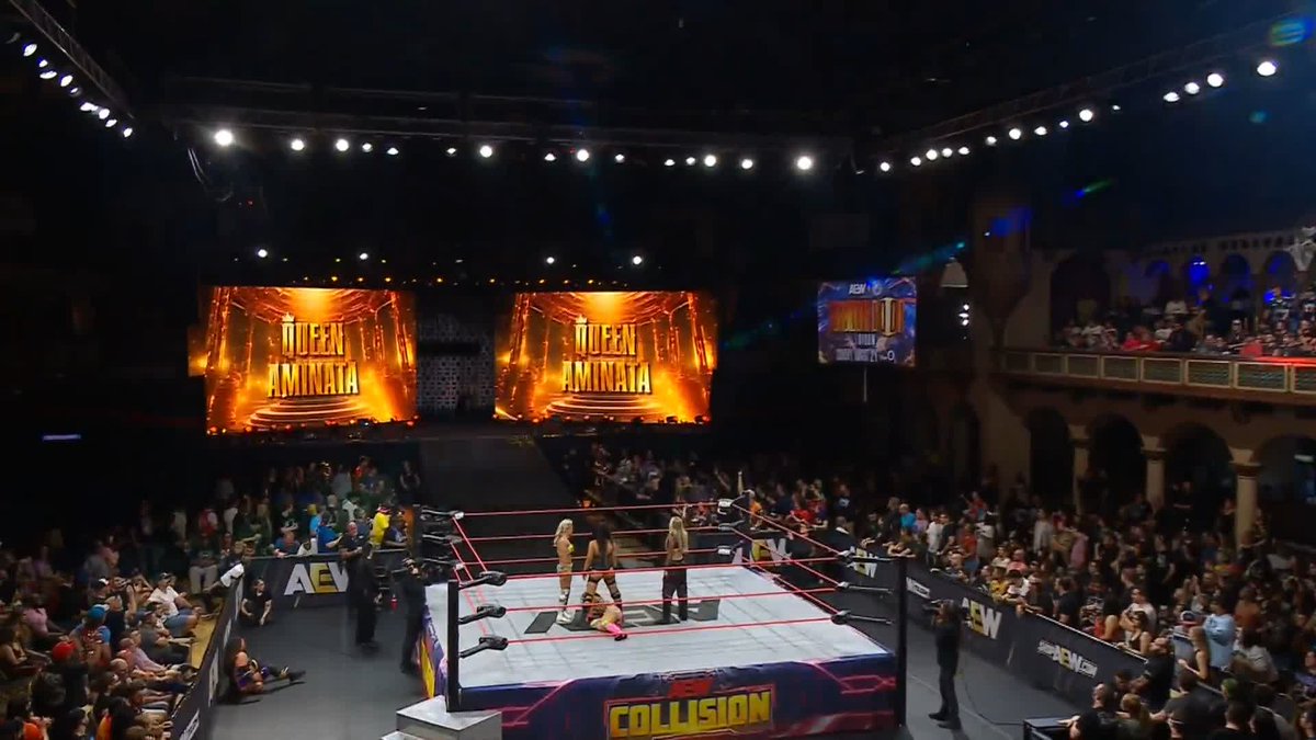 Queen @Amisylle tried to take on The Triangle of Madness, but was taken out by @MeganBayne! Watch #AEWCollision presented by #SharkWeek LIVE on TNT & HBO Max