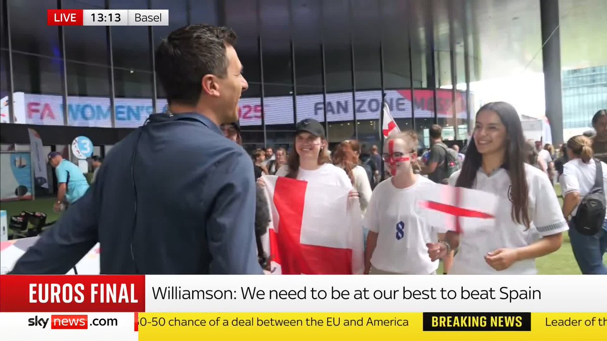 "She's a name in every household in England." England fan Catarina tells Rob Harris that Michelle Agyemang has gone from underdog to household name as travelling supporters prepare for the Women's Euros final in Basel. 📺 Sky 501 and YouTube