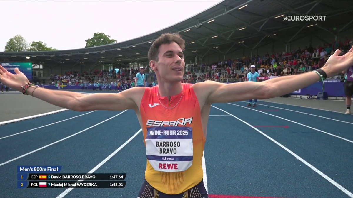 DAVID BARROSO BRAVO 👏👏👏 Otro oro para el atletismo español 🇪🇸 en los #FISUGames de #RhineRuhr2025 🥇, esta vez en 800m atletismoRFEA