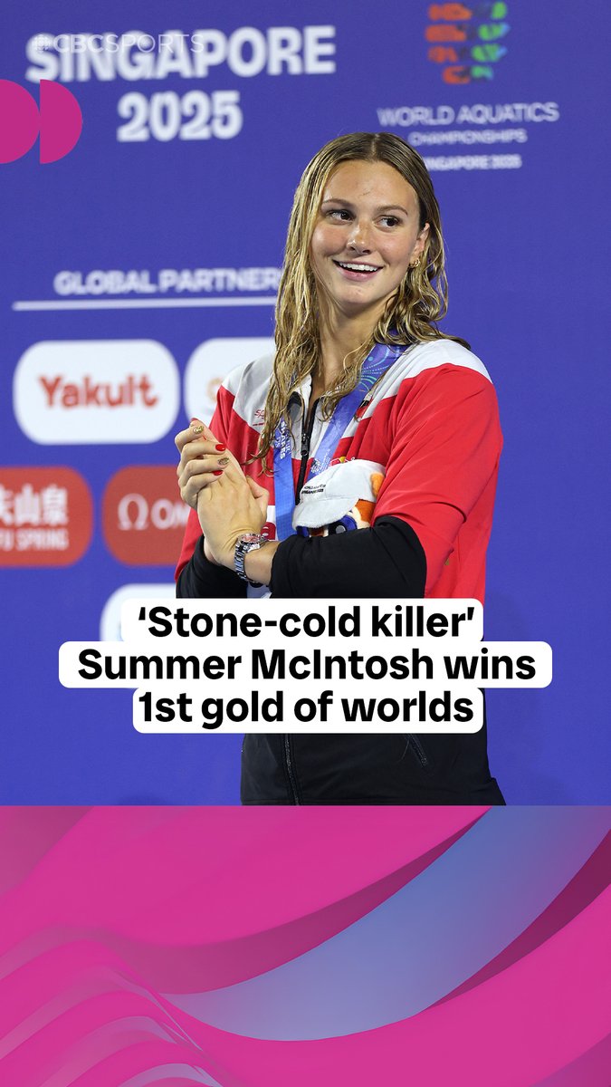 “I was SO in control” Summer McIntosh reacts to her 400m freestyle win and the QUICK turnaround to the 200m IM semis 💨 Watch action from #AQUASingapore25 all week on CBC Gem