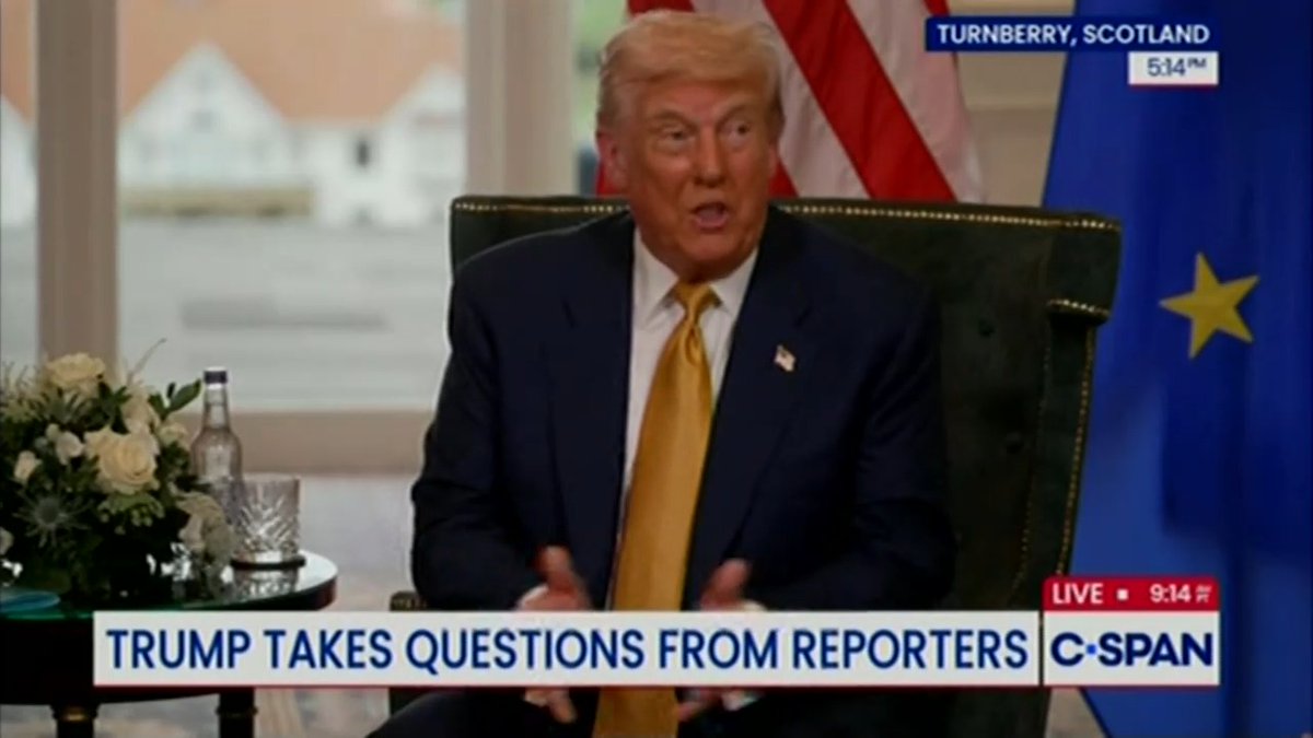 Trump: I'm playing the best golf course in the world, even though I own it. And I look up and see windmills. Windmills should not be allowed