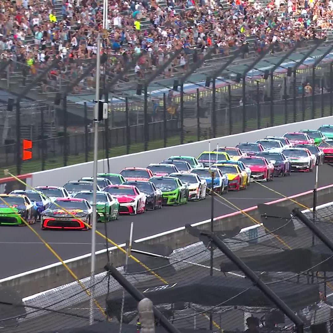 Time to settle it on the bricks! The #Brickyard400 is green!