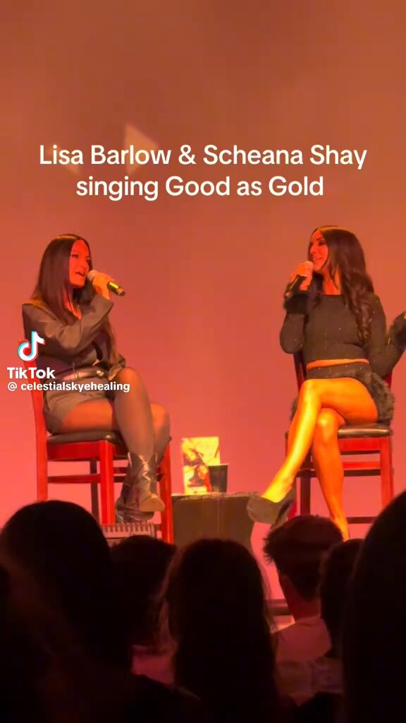 Lisa Barlow and Scheana Shay singing Good As Gold. Source: celestialskyehealing on TikTok #RHOSLC #TheValley