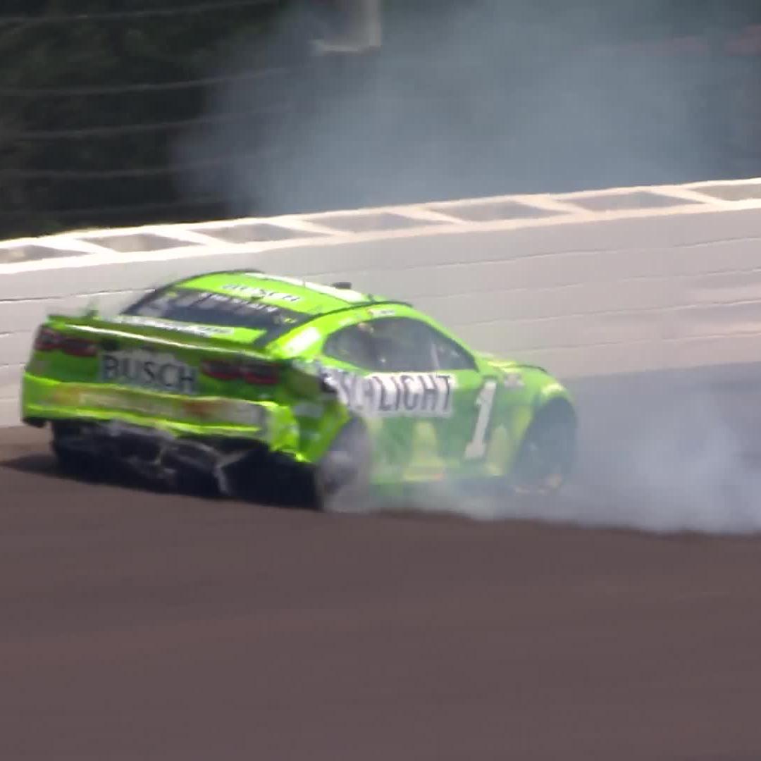 The No. 1 goes around and backs it into the wall!