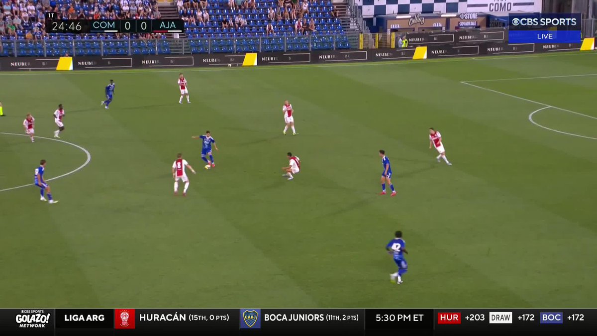 Jayden Addai with a nifty move to get the penalty for Como 👀 Nico Paz slots it home 🇦🇷
