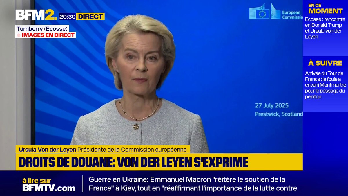 Ursula Von der Leyen: "Nous avons aussi convenu d'un tarif zéro pour zéro sur un certain nombre de produits stratégiques" #BFM2