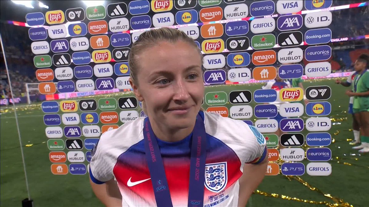 🗣️ "I feel like I should be saying something monumental and I just don't have the words!" Leah Williamson on winning the Euros for the second straight time 🙌