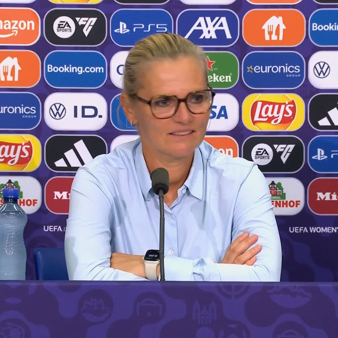"I thought in the Sweden and Italy games that we might be going home" Sarina Wiegman on whether she ever lost belief in her England side during the tournament 🏴󠁧󠁢󠁥󠁮󠁧󠁿 {Credit: UEFA}