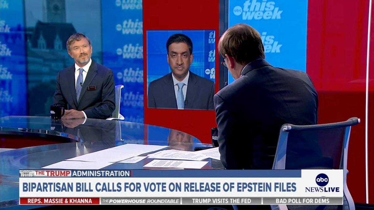 ICYMI: I flew back to DC to appear on This Week this morning with Rep. Ro Khanna to talk about our bipartisan legislation to force a vote on releasing the Epstein files. Victims deserve justice, and Americans deserve transparency.