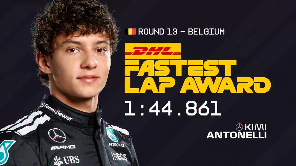 Go Kimi! 💨💨 The Mercedes driver sped to his second DHL_Motorsports Fastest Lap of the season with this effort at Spa 👉 #F1 #BelgianGP #MomentsThatDeliver
