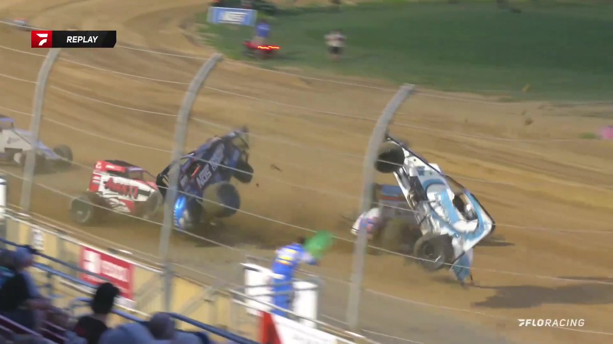 💥 A vicious crash at The Burg (Lawrenceburg Speedway) involving the top three in USAC Racing National Sprint Car points #USAC #ISW25