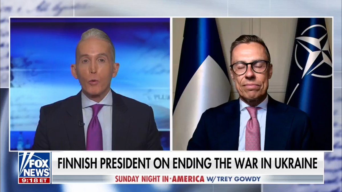“The only person that Putin listens to is Trump.” President of Finland Alexander Stubb tells Trey Gowdy that President Donald J. Trump is the “only person” who can get Russia and Ukraine to the table to end the war.