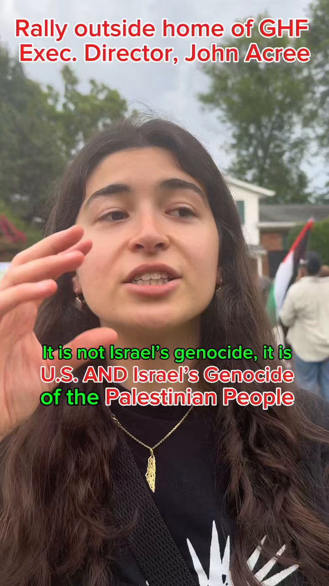 Rally outside of home John Acree, head Gaza ‘Humanitarian’ Foundation (GHF) on Fri, to let him, his family &amp; his Vienna, VA neighbors know his deadly complicity in this genocide; to shut down GHF; to get real aid workers like UNWRA in ASAP; &amp; Stop #StarvingGaza #freepalestine