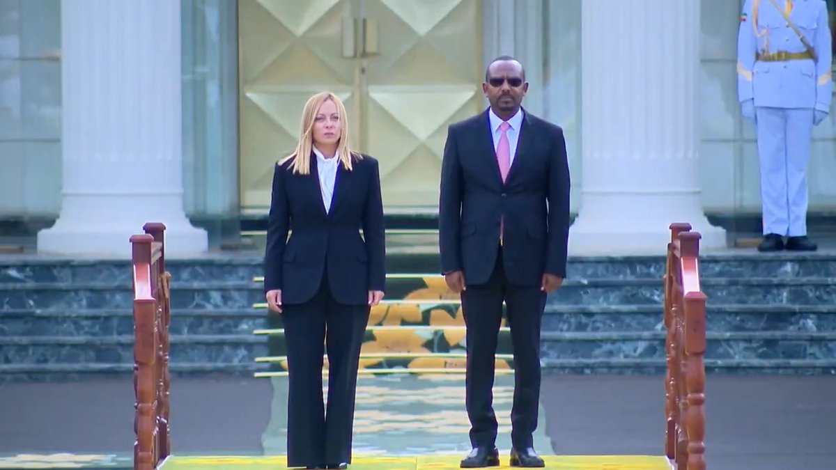 Official welcoming ceremony held at the National Palace on behalf of Italian Prime Minister Giorgia Meloni. #PMOEthiopia