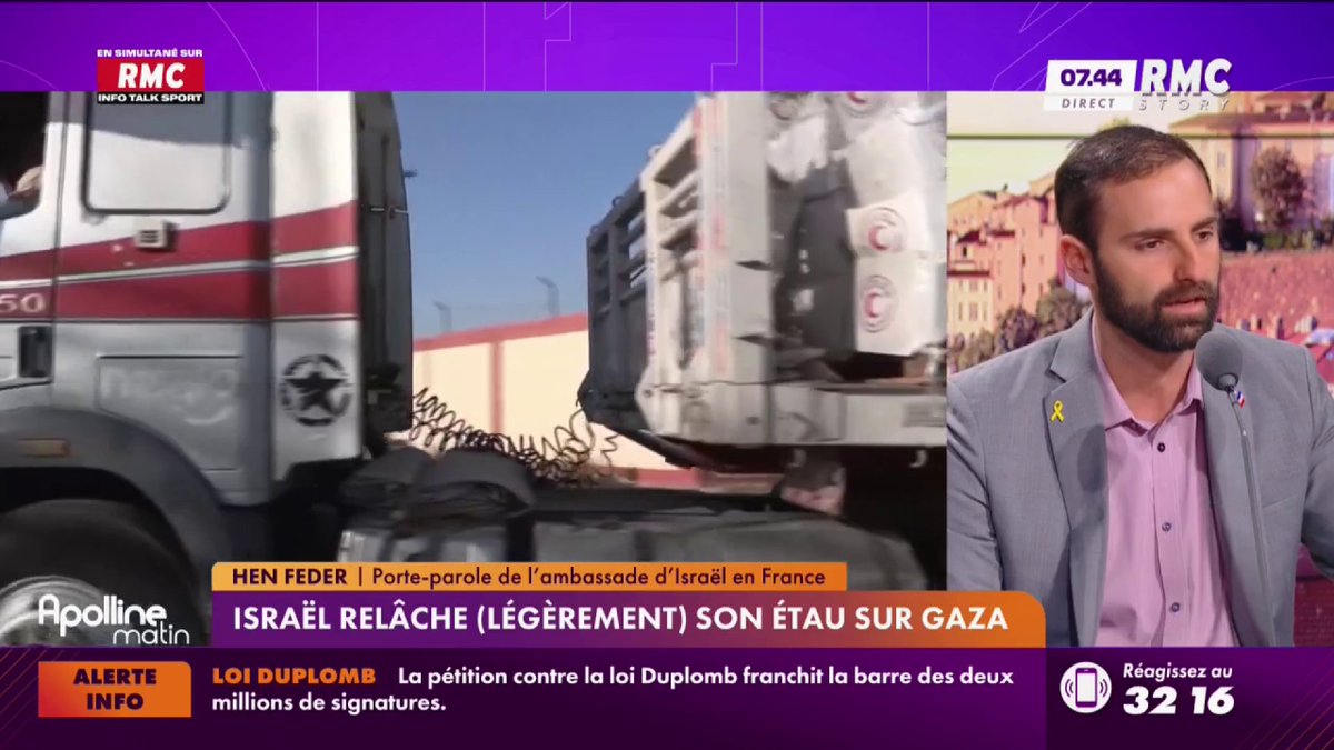Israël/Gaza: "Il n'y avait aucun risque de famine à Gaza, c'est une campagne très bien organisée par le Hamas", défend Hen Feder, porte-parole de l’ambassade d’Israël en France #ApollineMatin