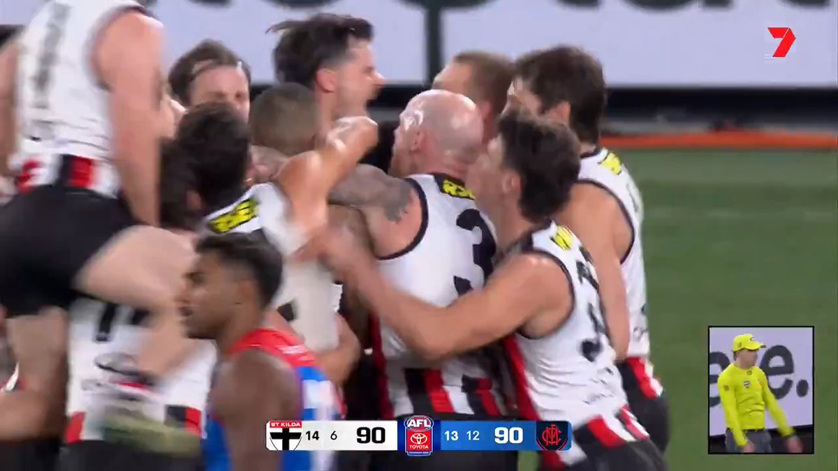 This is ESSENTIAL viewing 🍿 Watch every goal of St Kilda's 46-point comeback, the greatest three-quarter time deficit overcome in V/AFL history. #AFLSaintsDees