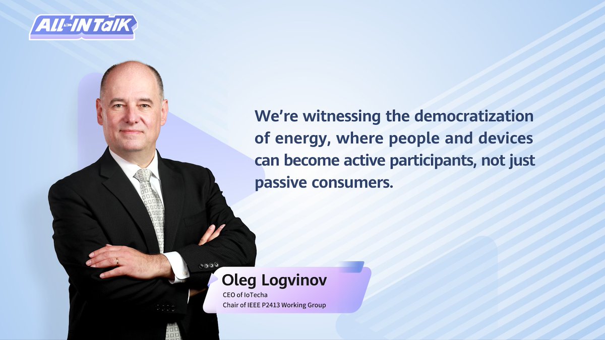 Oleg Logvinov, CEO of IoTecha and Chair of the IEEE P2413 Working Group joined All-IN Talk at #CIRED2025 to discuss modern infrastructure challenges. He explained the coming era of democratized energy, highlighting #Huawei's Intelligent Distribution Solution (IDS) as a catalyst for transforming power grids and enabling households to act as intelligent, self-orchestrating systems. Watch the full video for more insight. Learn more about Huawei's IDS: #AccelerateIndustrialIntelligence #HuaweiIDS