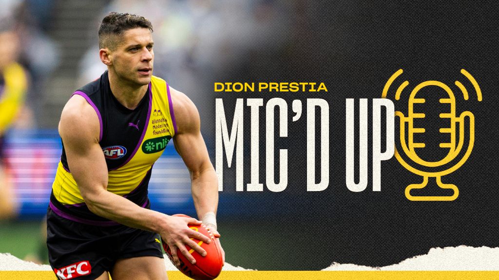 Meatball mic’d up 🎤 Dion Prestia wore a microphone during yesterday’s clash with Collingwood!