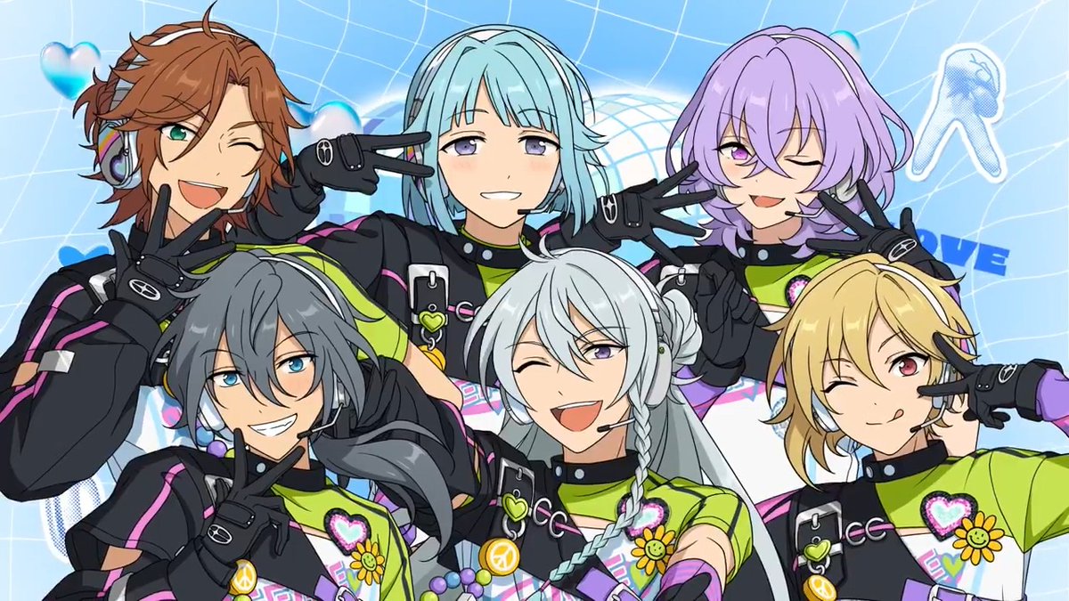 (4/24)【お知らせ】 ╭━━━━━━━━━━━━━╮ SELECTION 10 UNIT SONG ╰━━ｖ━━━━━━━━━━╯ ┏━━ 🩵🪩【𝟘𝟜】🎧️✌️ らびゅ&amp;ピース伝説 ━━┛ シャッフルユニットメンバーを先行発表！📢 #あんスタ