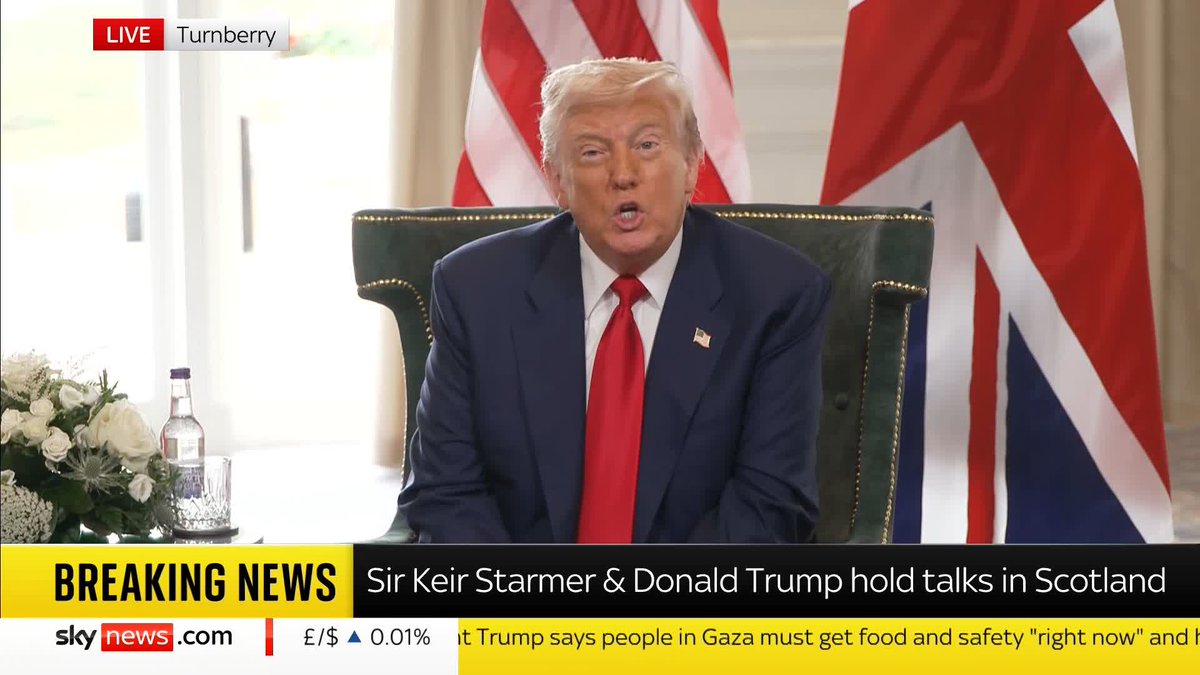 'We have to get the kids fed, so we've been sending in a lot of food.' US president Donald Trump speaks about the humanitarian situation in Gaza. 📺 Sky 501, Virgin 602, Freeview 233 and YouTube