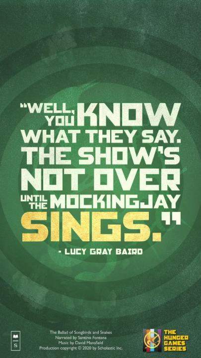 The show is just beginning with The Ballad of Songbirds and Snakes by Suzanne Collins. Listen to Santino Fontana bring the audiobook to life as we catch a quip from Lucy Gray Baird. #ReadHungerGames The Hunger Games @IreadYA Scholastic @scholasticcda ScholasticUK ScholasticAUS