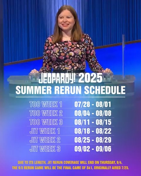 It feels like summer 😎☀️ Which means #Jeopardy! reruns are in full effect.