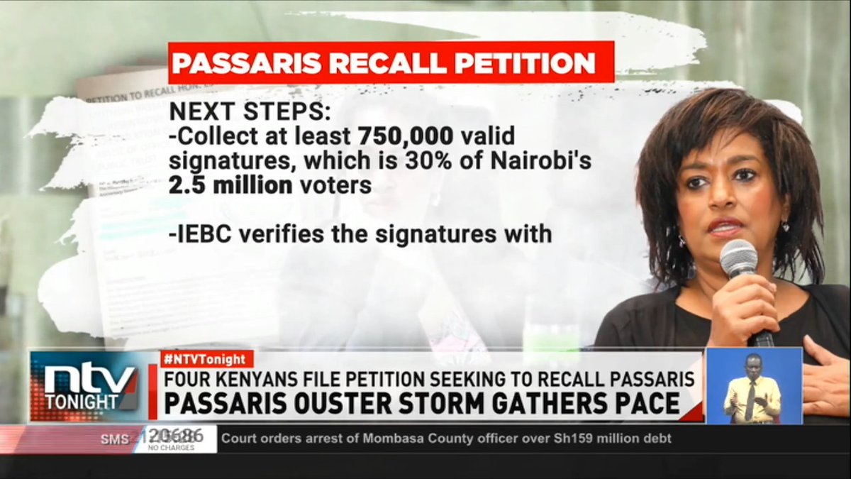 Passaris Ouster Storm Gathers Pace: The push to recall Nairobi Woman Rep. Esther Passaris is officially underway. IEBC is now reviewing a formal petition submitted by four young Kenyans. So far, no MP has ever been recalled in Kenya. #NTVTonight Zainab Ismail David Muthoka