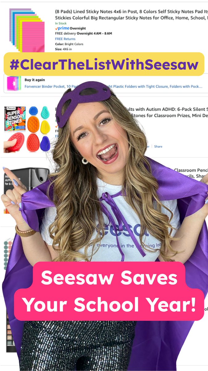 🚨 It's HERE! We’re kicking off #ClearTheListWithSeesaw all week long 🎉 We're saving your school year by saving time with Seesaw’s latest AI Activity Generator—create engaging, interactive lessons on any topic in seconds! 💡 Want your wishlist cleared? 📦 Comment with your list 🔁 RT + tag us 🏷️ Use #ClearTheListWithSeesaw Enter daily until August 11th on IG, LinkedIn, TikTok & X! 🎉 For more info: #TeacherWishLists #WishLists #ClearTheList #TeacherLists #AIinClassrooms #AIinEducation #Seesaw