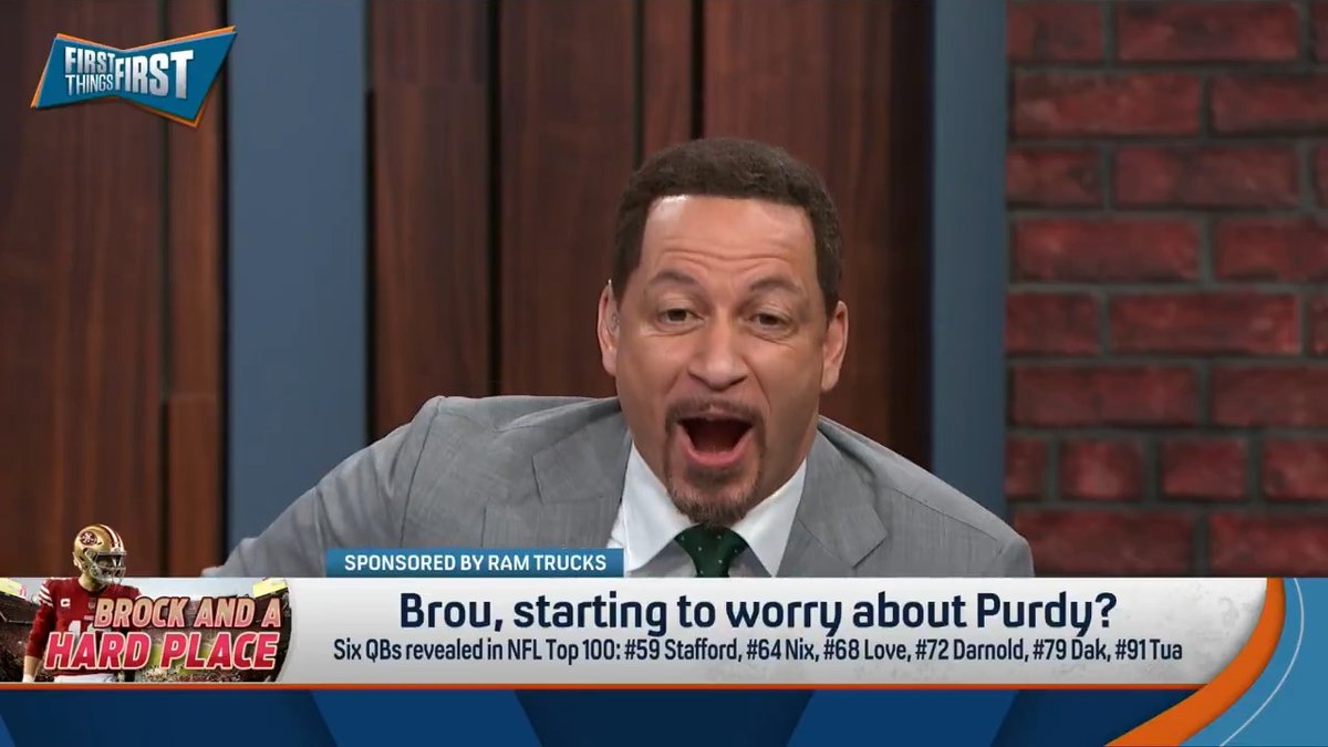 Is Chris Broussard starting to get nervous about Brock Purdy’s rank on the NFL Top 100? “Nervous? Worried? I ain’t worried…… I’M TERRIFIED!” 😭😭