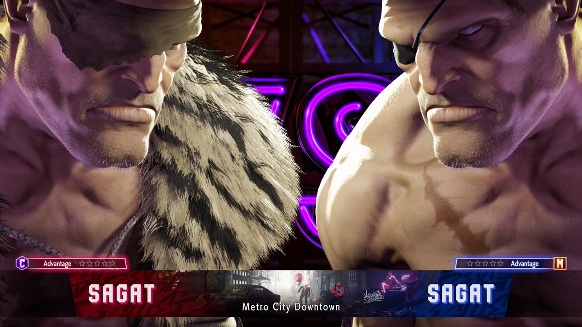 He's watching us all with the eye of the tiger. 🐅 Sagat looms over his opponent with a series of intimidating expressions in the Game Face feature.