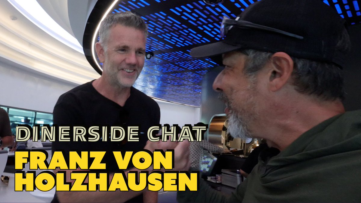 Surprise chat with Franz at the Tesla Diner. Franz Franz von Holzhausen spilled the beans... he has now camped in the @Cybertruck after watching our trek to The Arctic Ocean in 2024. Wants to go to the Arctic too? Maybe. Listen in.