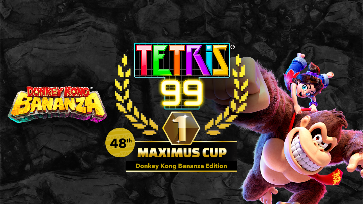 The #Tetris99 48th MAXIMUS CUP event will run from Aug 1 at 12am PT to Aug 4 at 11:59pm PT! Once you’ve accumulated a total of 100 event points, a new theme will unlock, featuring art, music, and Tetrimino designs inspired by #DonkeyKongBananza! Tetris