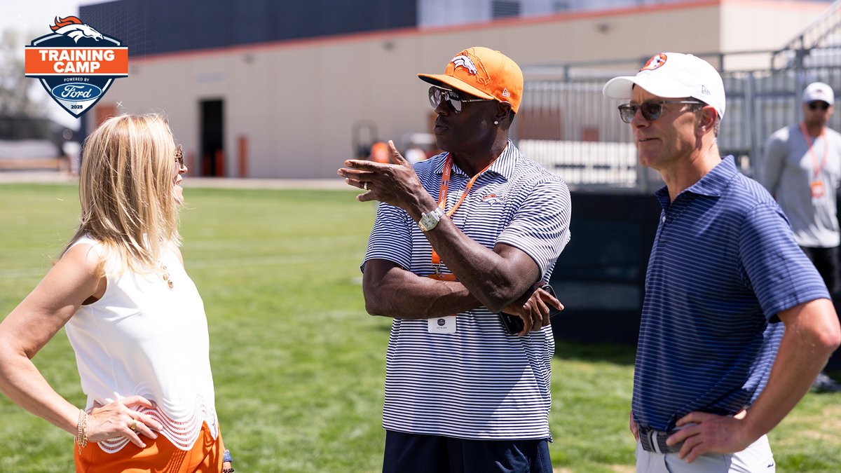 Past 🤝 Present Owners Greg Penner &amp; Carrie Walton Penner welcomed more than 30 former players today at our annual Alumni Day at #BroncosCamp.