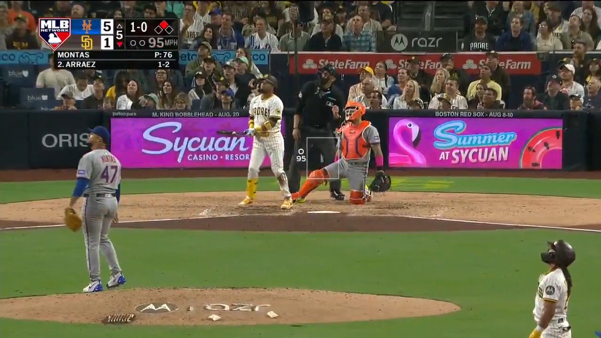 Luis Arraez answers quickly with a two-run homer to make it a 5-3 game! 📺 #MLBNShowcase presented by Goodyear