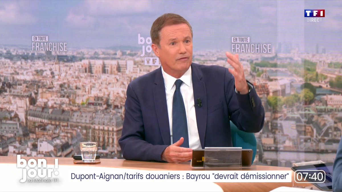 Accord sur les droits de douane : "Cet accord sert uniquement les entreprises automobiles allemandes. Ursula von der Leyen a négocié pour l'Allemagne", N. Dupont-Aignan dans #BonjourLaMatinaleTF1