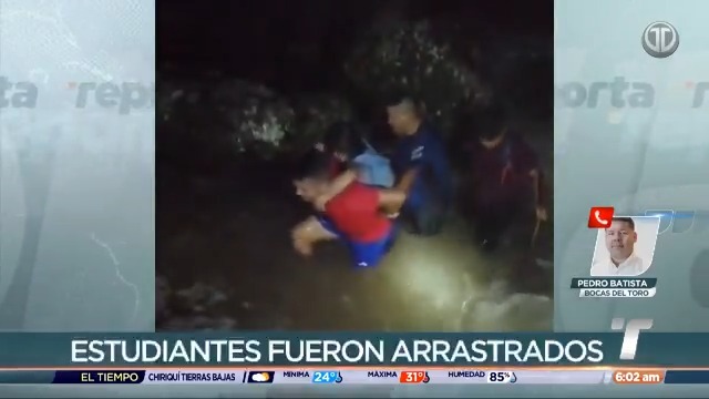 Dos estudiantes fueron arrastradas por una cabeza de agua en la comunidad de Kankintú, en la Comarca Ngäbe Buglé, tras intentar cruzar el río. Una de las estudiantes fue rescatada por moradores de la comunidad, mientras que la otra aún no ha sido ubicada.