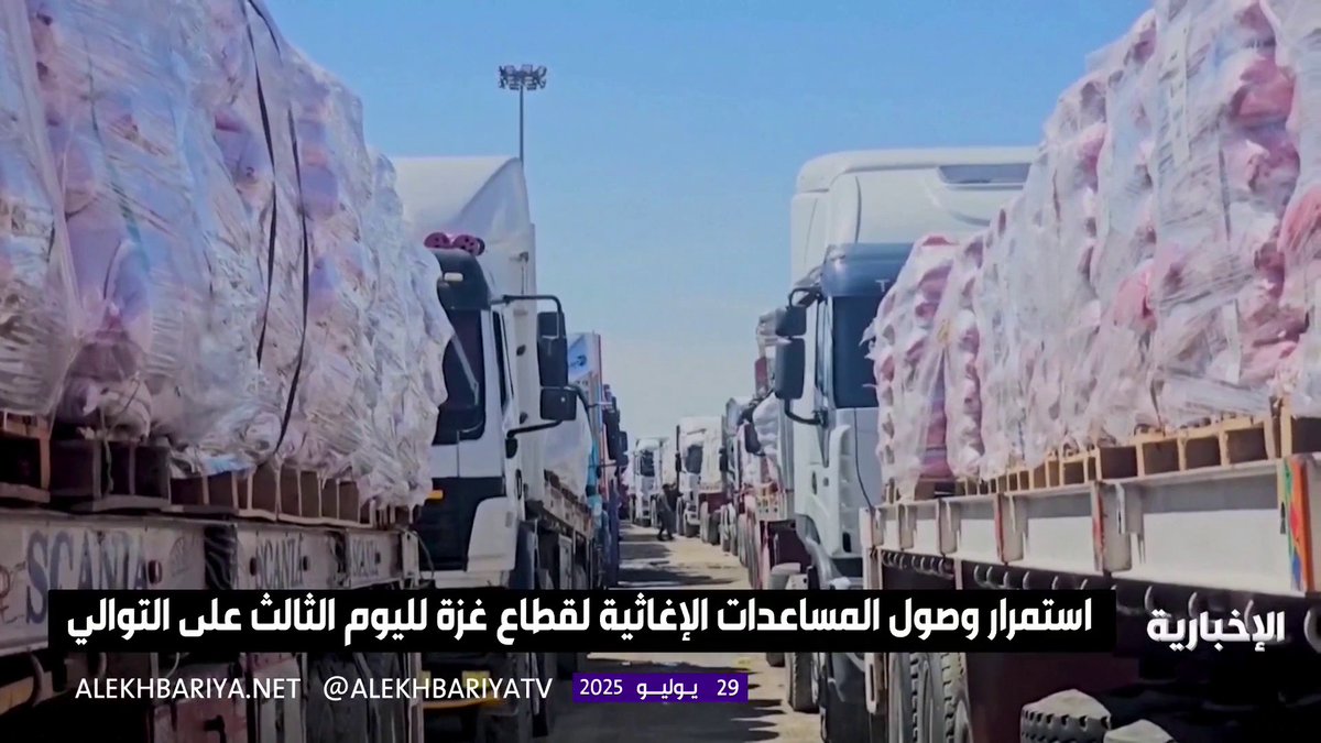 استمرار وصول المساعدات إلى غزة برا وجوا لليوم الثالث على التوالي