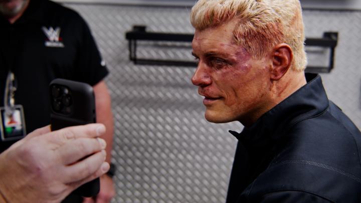 Travis Scott made sure to FaceTime Cody Rhodes after THAT slap at Elimination Chamber 😂 WWE: Unreal is now playing.