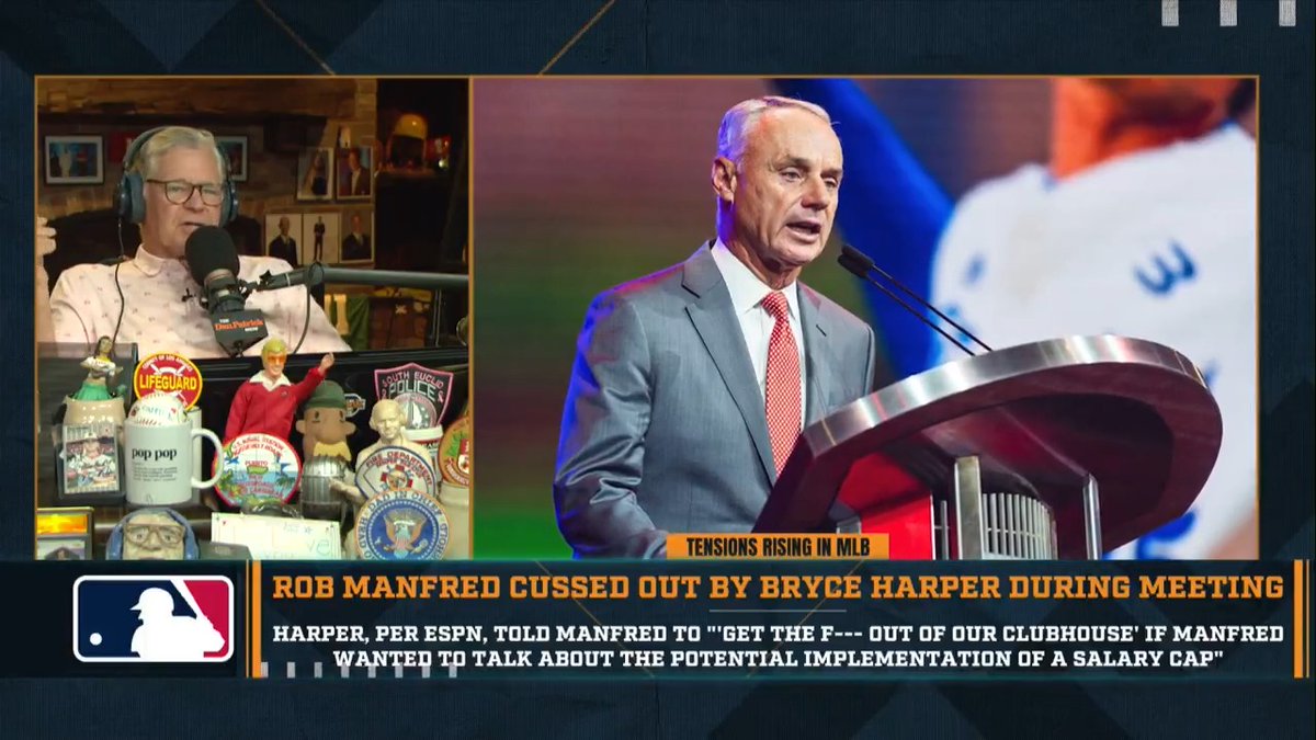 "That's embarrassing for Bryce Harper, it really is... The commissioner at least came in to talk to the players, and then you're going to react that way?" – DP on the reported confrontation between Bryce Harper &amp; #MLB Commissioner Rob Manfred.