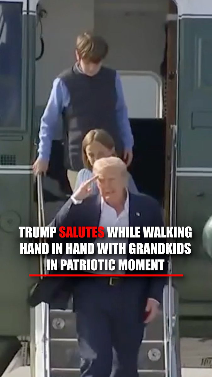 And they're off! President Trump is officially en route back home to America after a visit to Scotland — with his grandkids by his side.